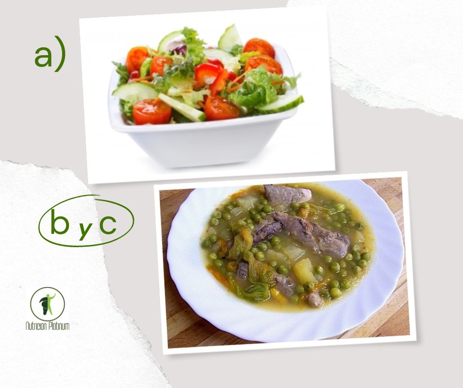 Ensalada de vegetales con estofado de melva con guisantes